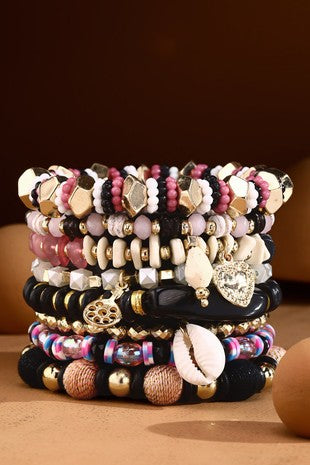 Pink Cowrie Shell Charm Bracelet