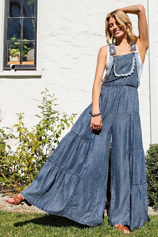 Lace Trim Wide Leg Jumpsuit