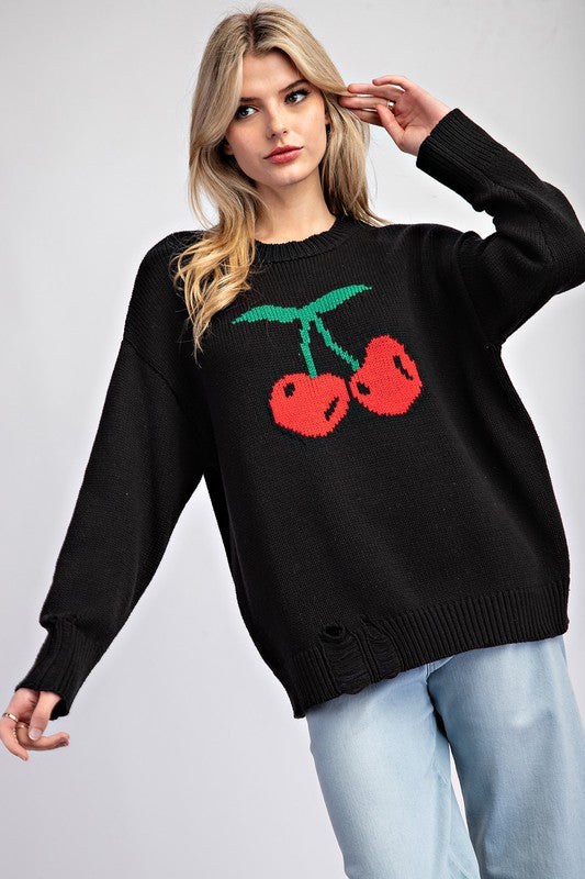 Cherry Pop Black Sweater