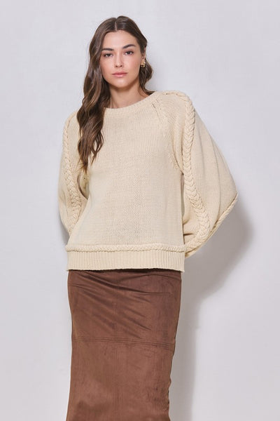 3D Braided Sleeve Sweater