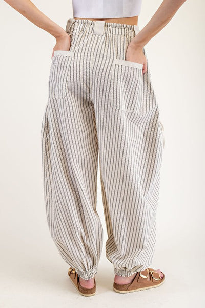 Indy Stripe Joggers - Oatmeal