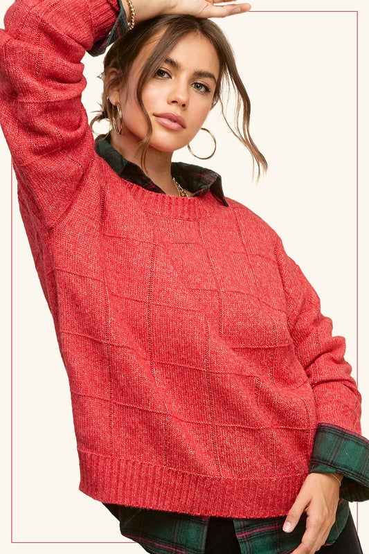 Windowpane Knit Sweater