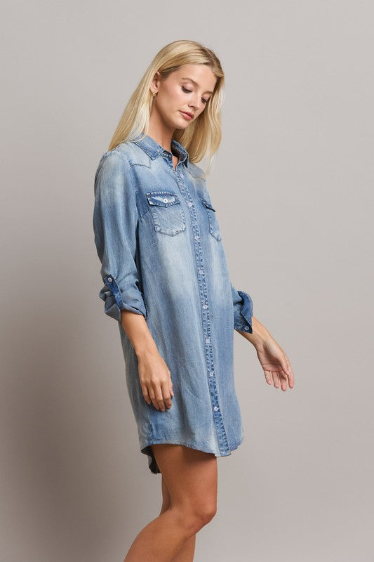 Nova Denim Shirt Dress