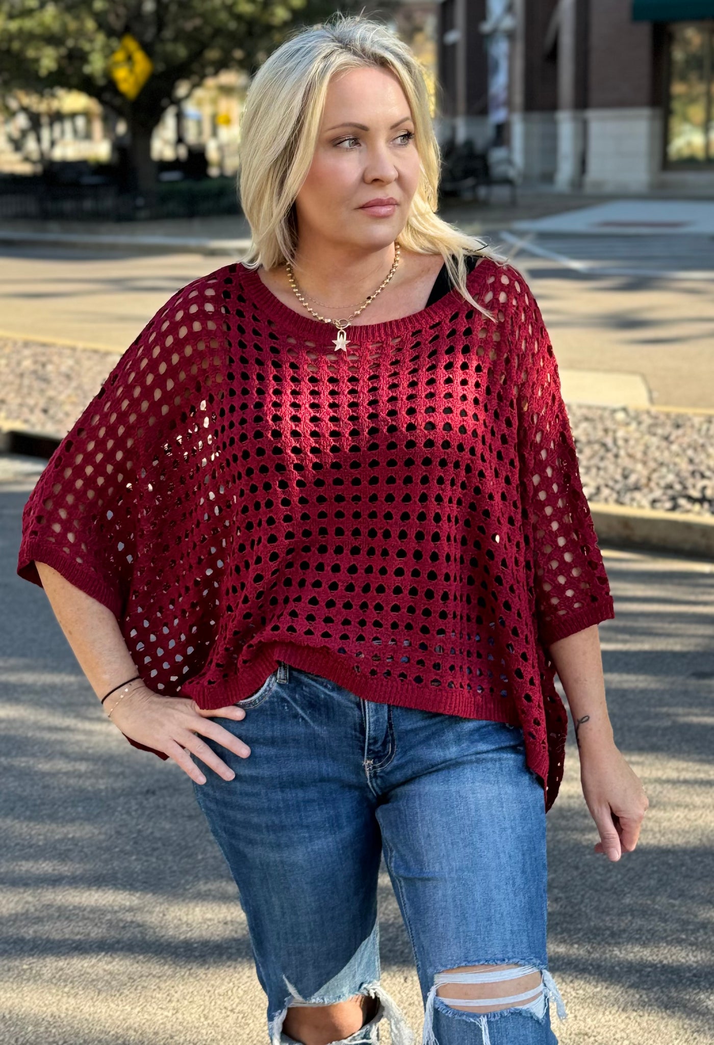 Relaxed Maroon Dolman Sweater