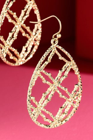 Diacut Filigree Teardrop Dangle Earrings