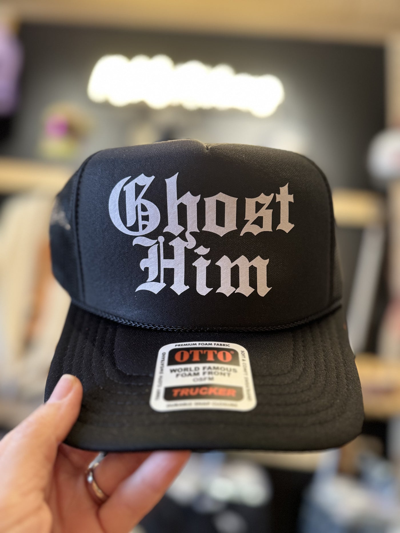 Ghost Him Black Trucker Hat