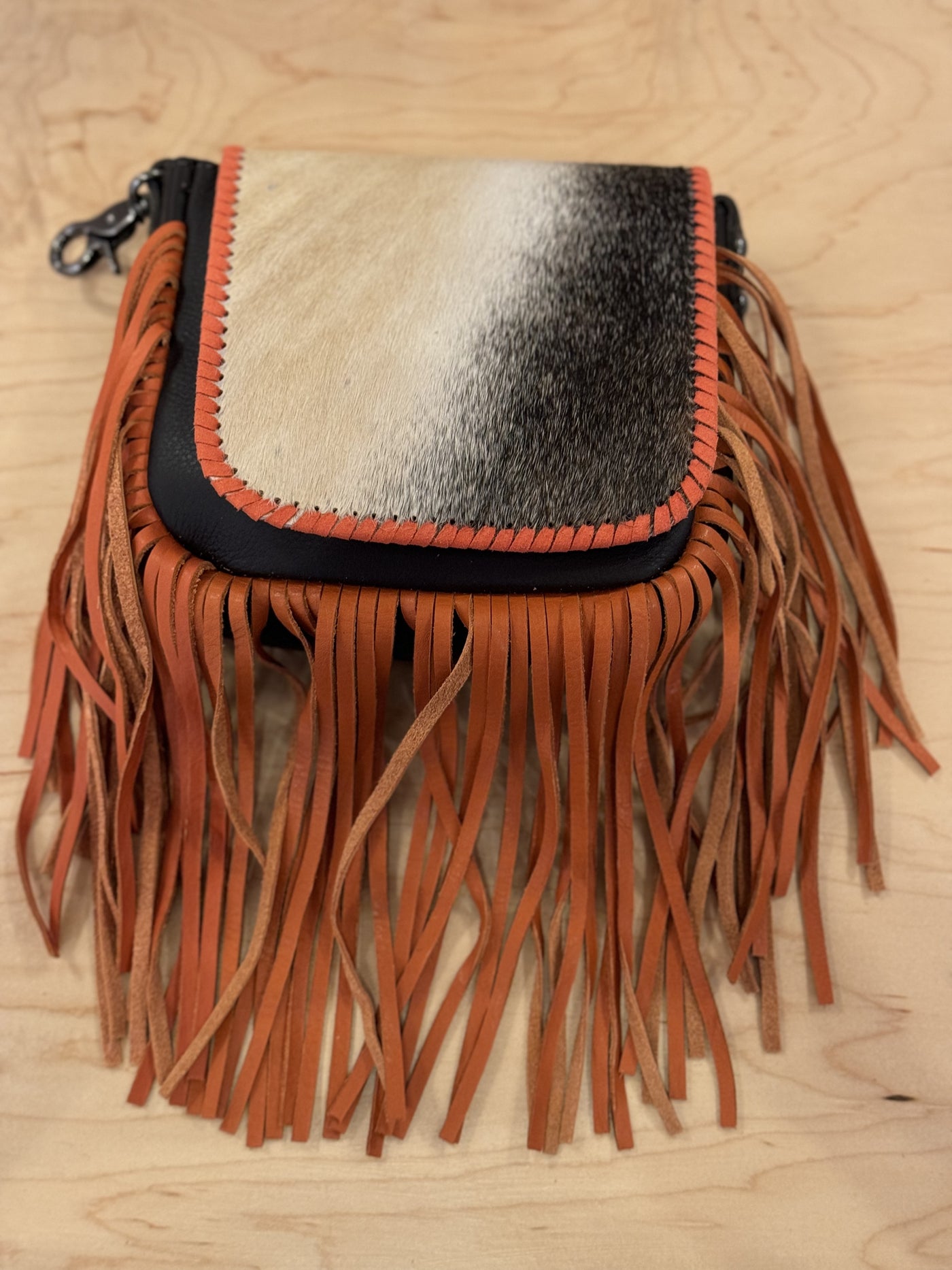 Orange Coffee Fringe Cross Body Bag