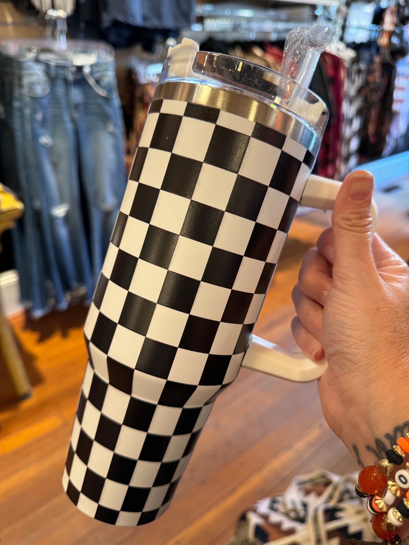 Emo Checkered Tumbler