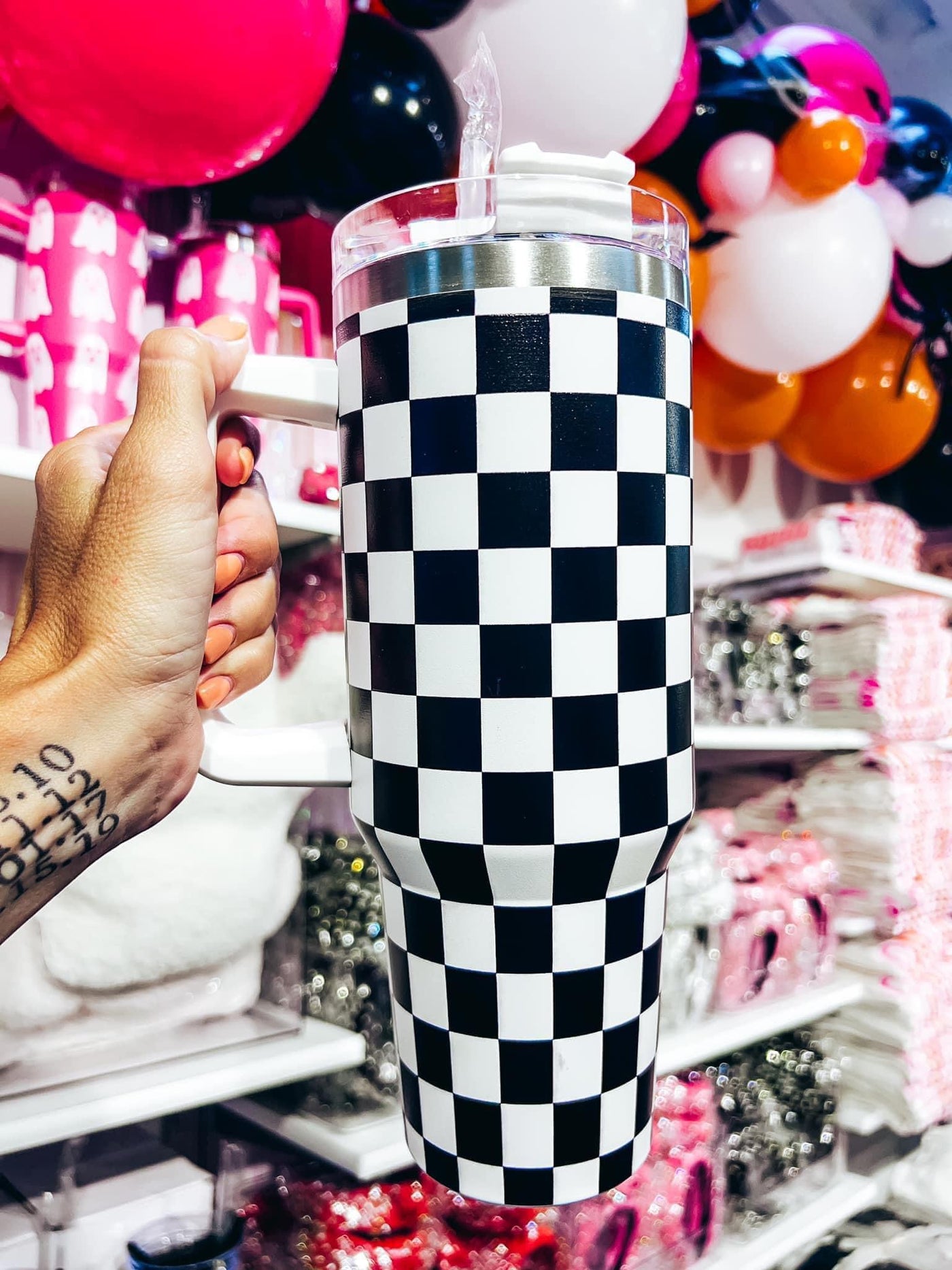 Emo Checkered Tumbler