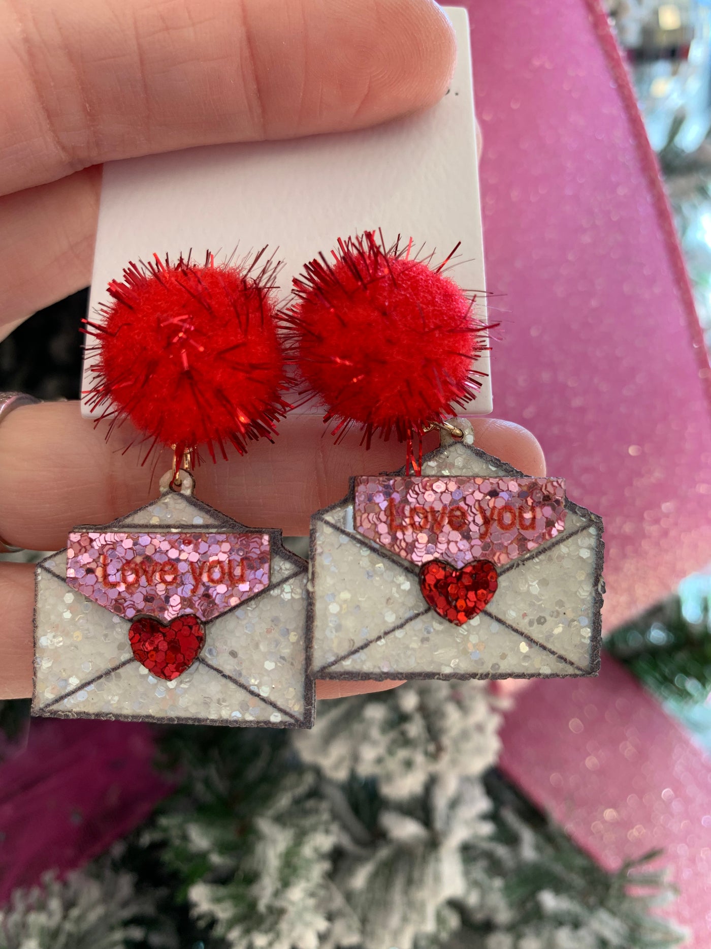 Valentine Envelope Glitter Earrings