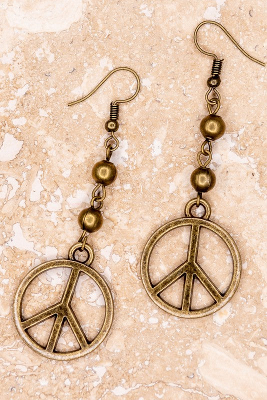 Bronze Peace Earrings