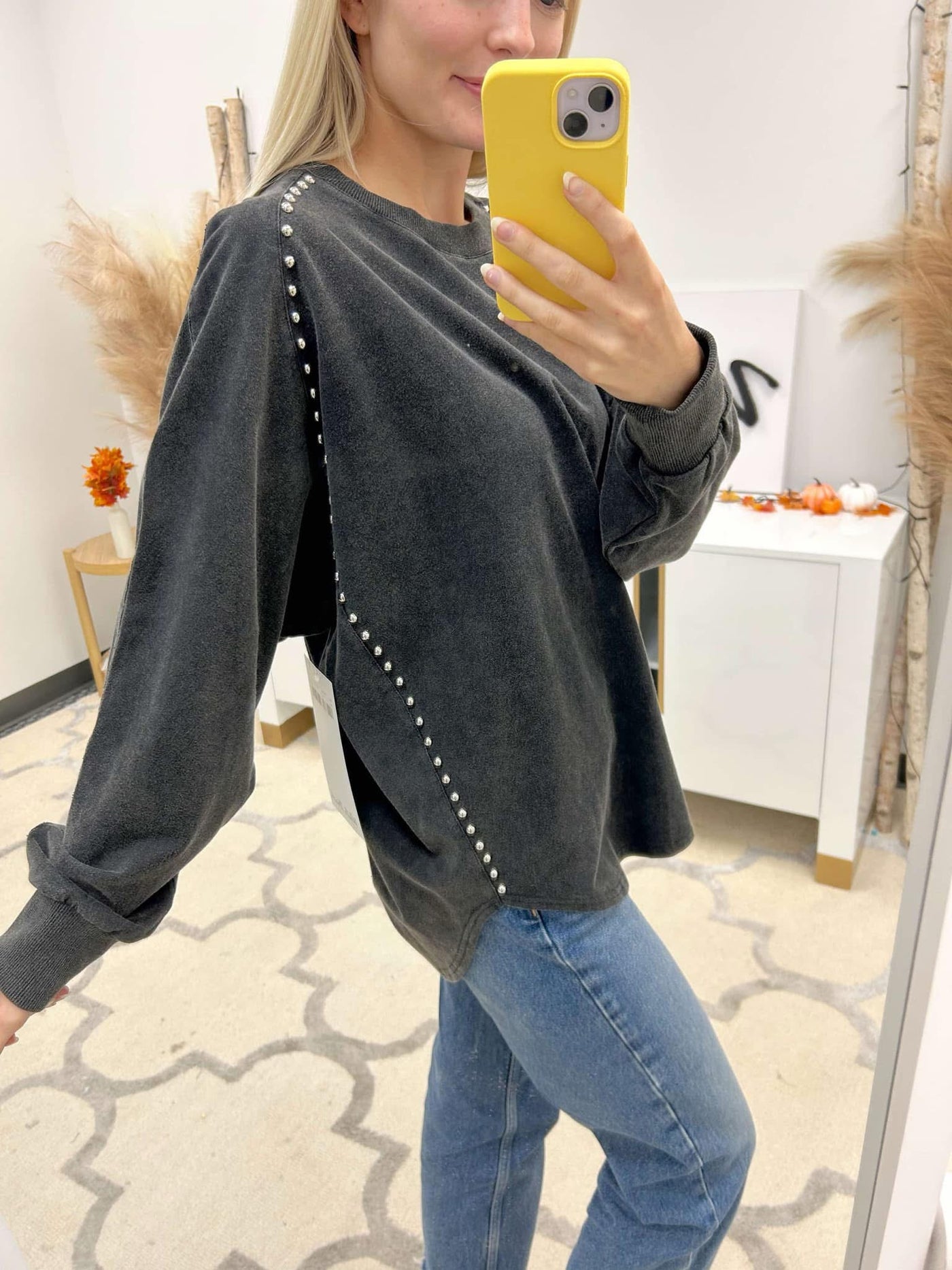 Pearl Studded Rock Long sleeve Top