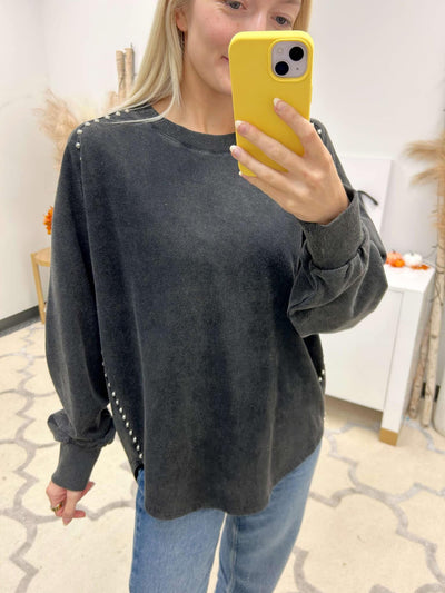 Pearl Studded Rock Long sleeve Top