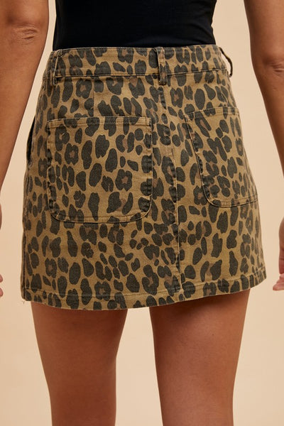 Leopard Cargo Mini Skirt