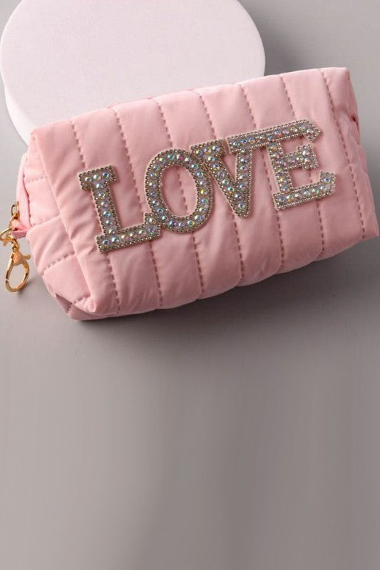 Love Rhinestone Puff Bag