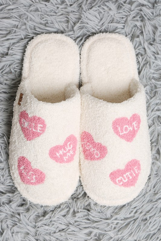 Pink Multi Heart Slippers