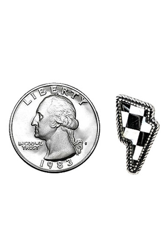 Checkered Thunder Stud Earring