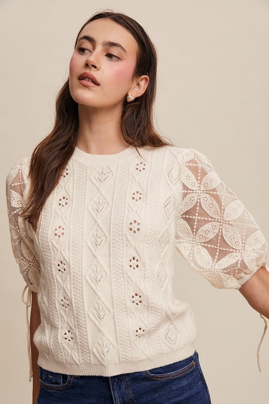 Soft Bloom Knit Top - Cream