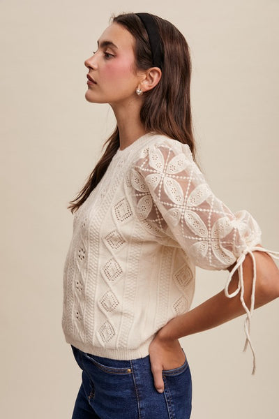 Soft Bloom Knit Top - Cream