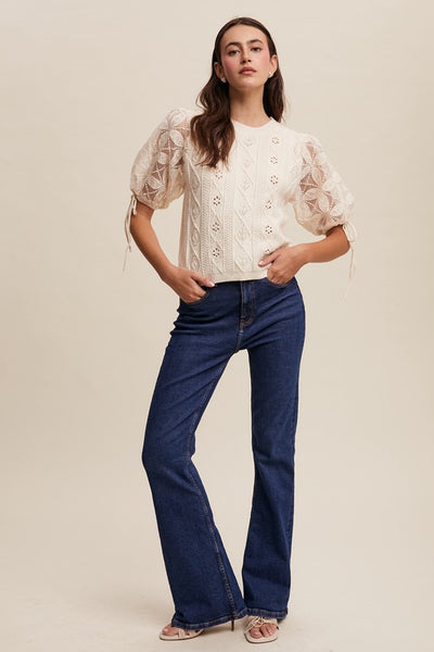 Soft Bloom Knit Top - Cream