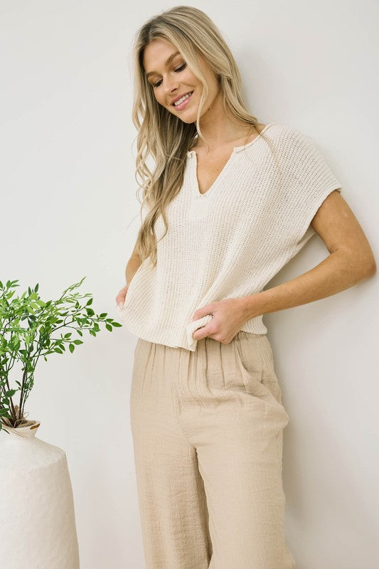 Soft Blossom Knit Top - cream