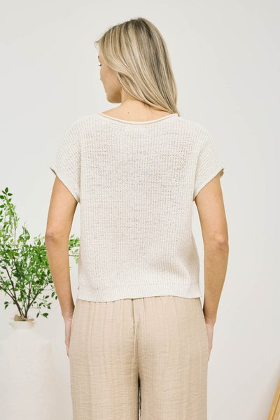 Soft Blossom Knit Top - cream