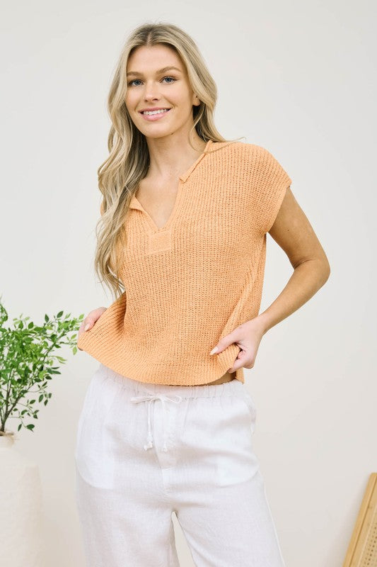 Soft Blossom Knit Top - Peach