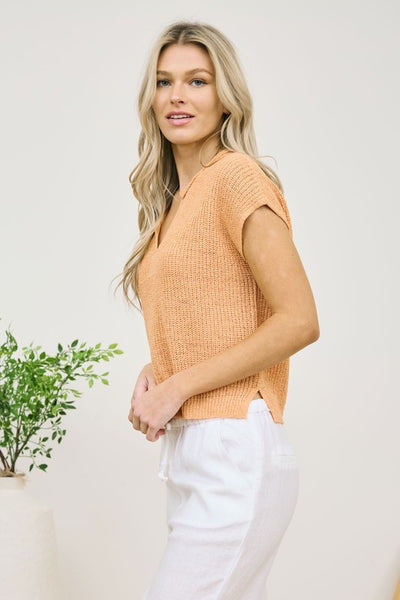 Soft Blossom Knit Top - Peach