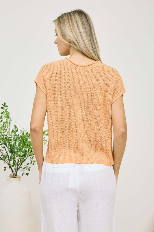 Soft Blossom Knit Top - Peach