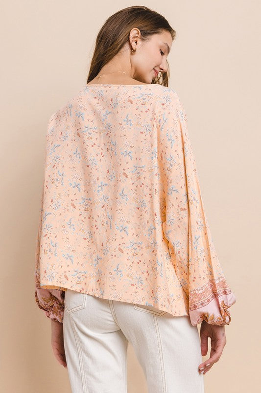 Blush Boho Paisley Peasant Top