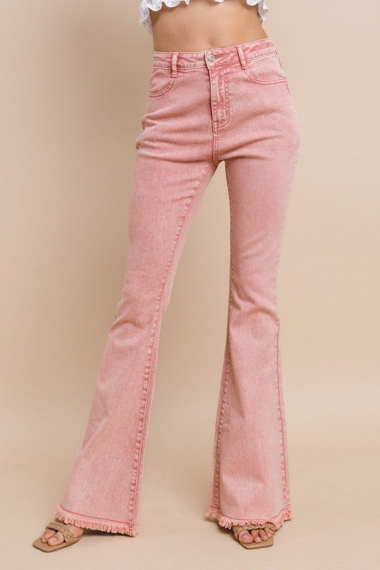 Rose Acid Wash Boot Cut Jeans