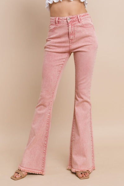 Rose Acid Wash Boot Cut Jeans