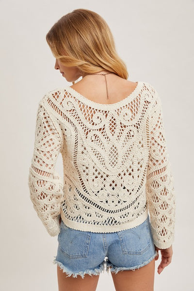 Bohemian Boat Neck Crochet Top