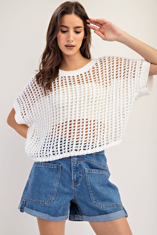 Drap Knit Crochet Sweater Top