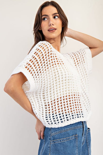 Drap Knit Crochet Sweater Top