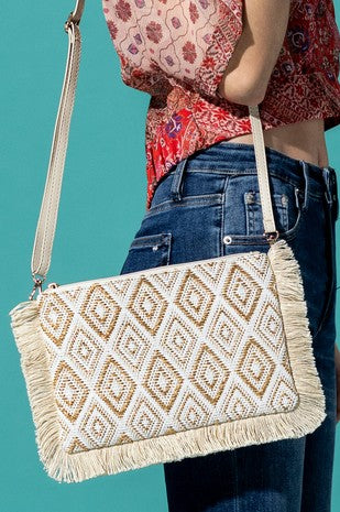 Diamond Checker Crossbody Tassel Bag