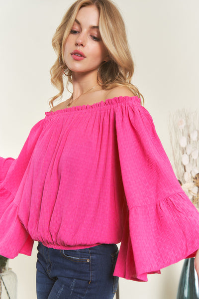 Hot Pink Bell Sleeve Top