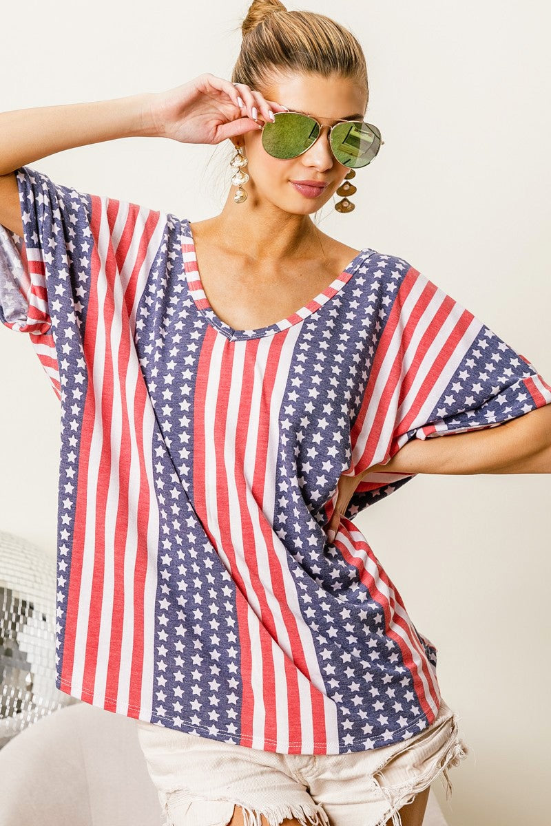 Stars & Stripes V-Neck Top