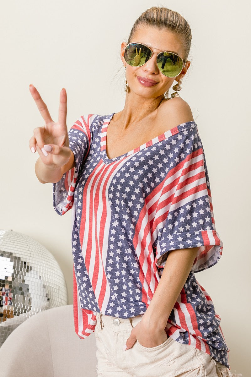 Stars & Stripes V-Neck Top