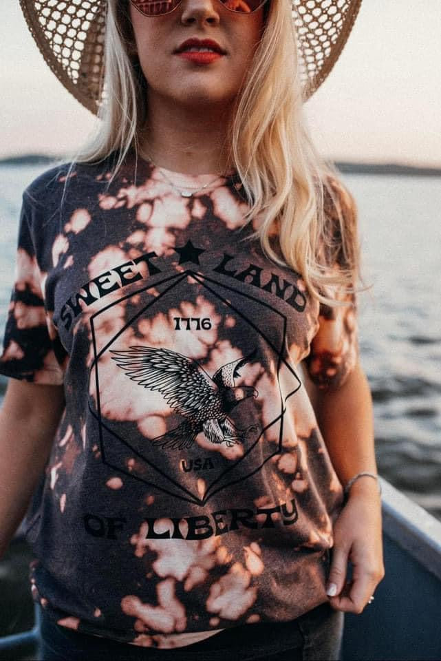 Sweet Land of Liberty Acid Wash Tee