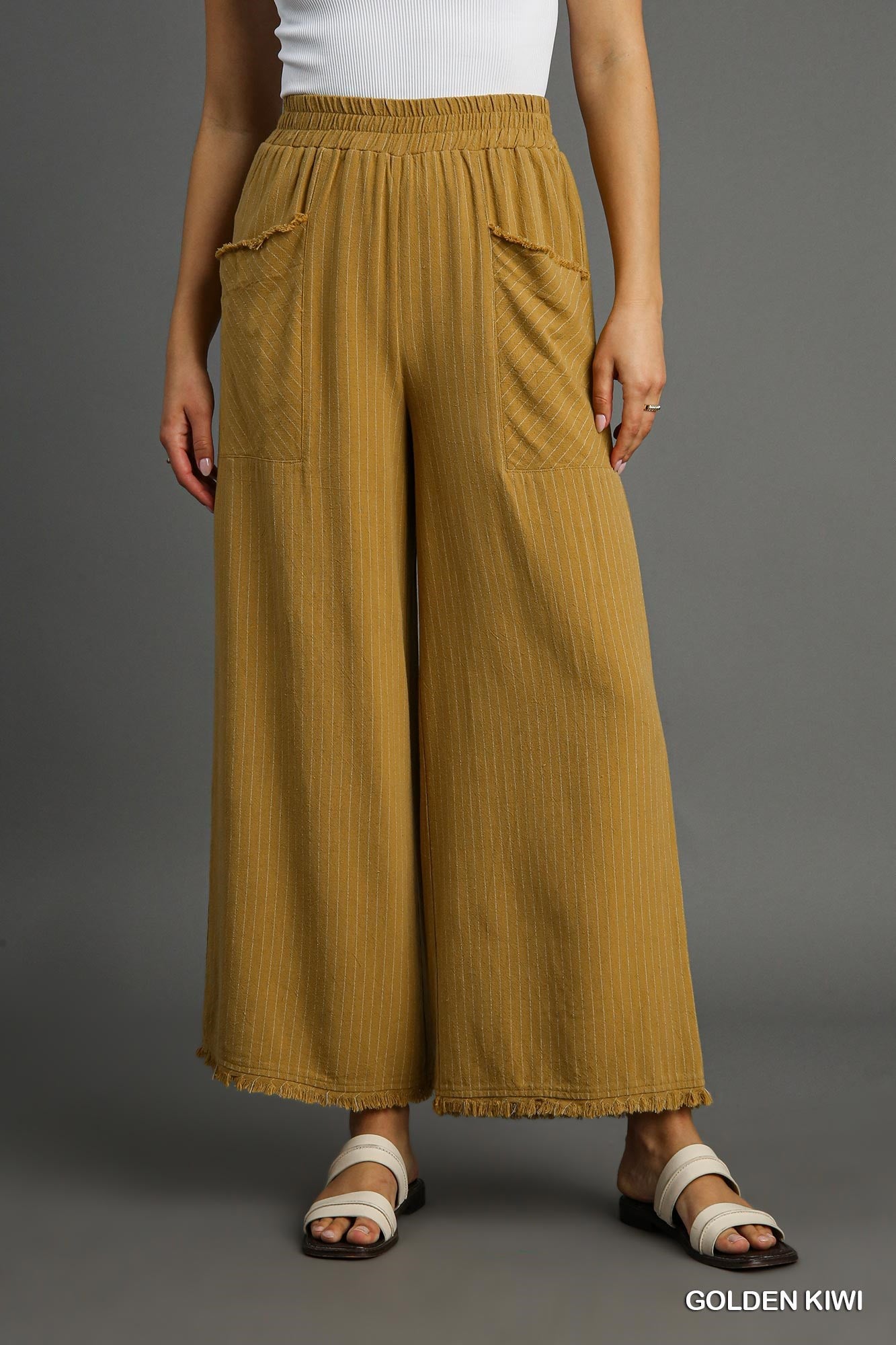 Golden Kiwi Striped Wide Leg Pants