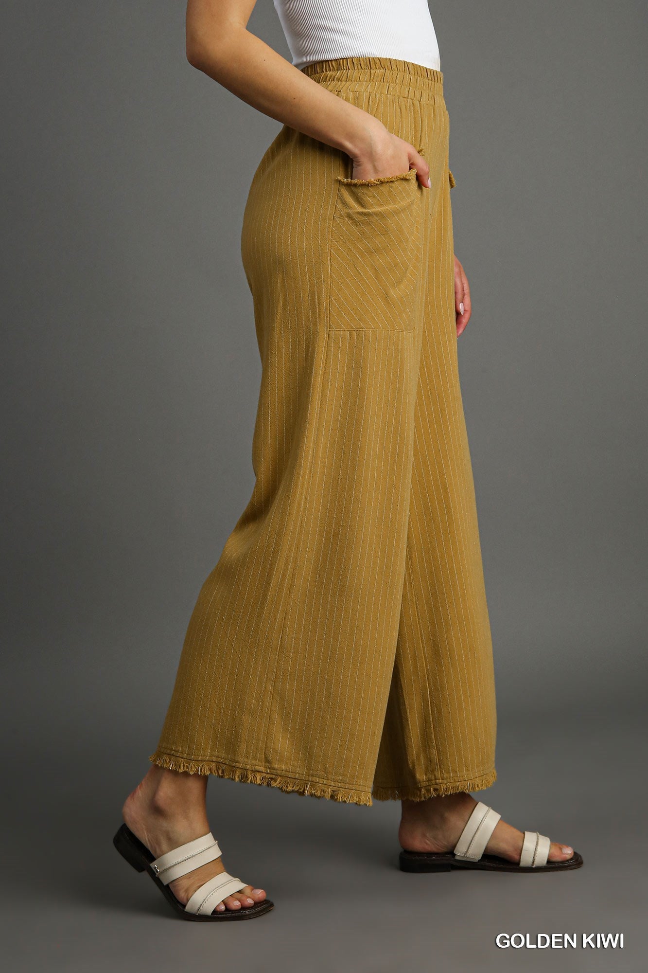 Golden Kiwi Striped Wide Leg Pants