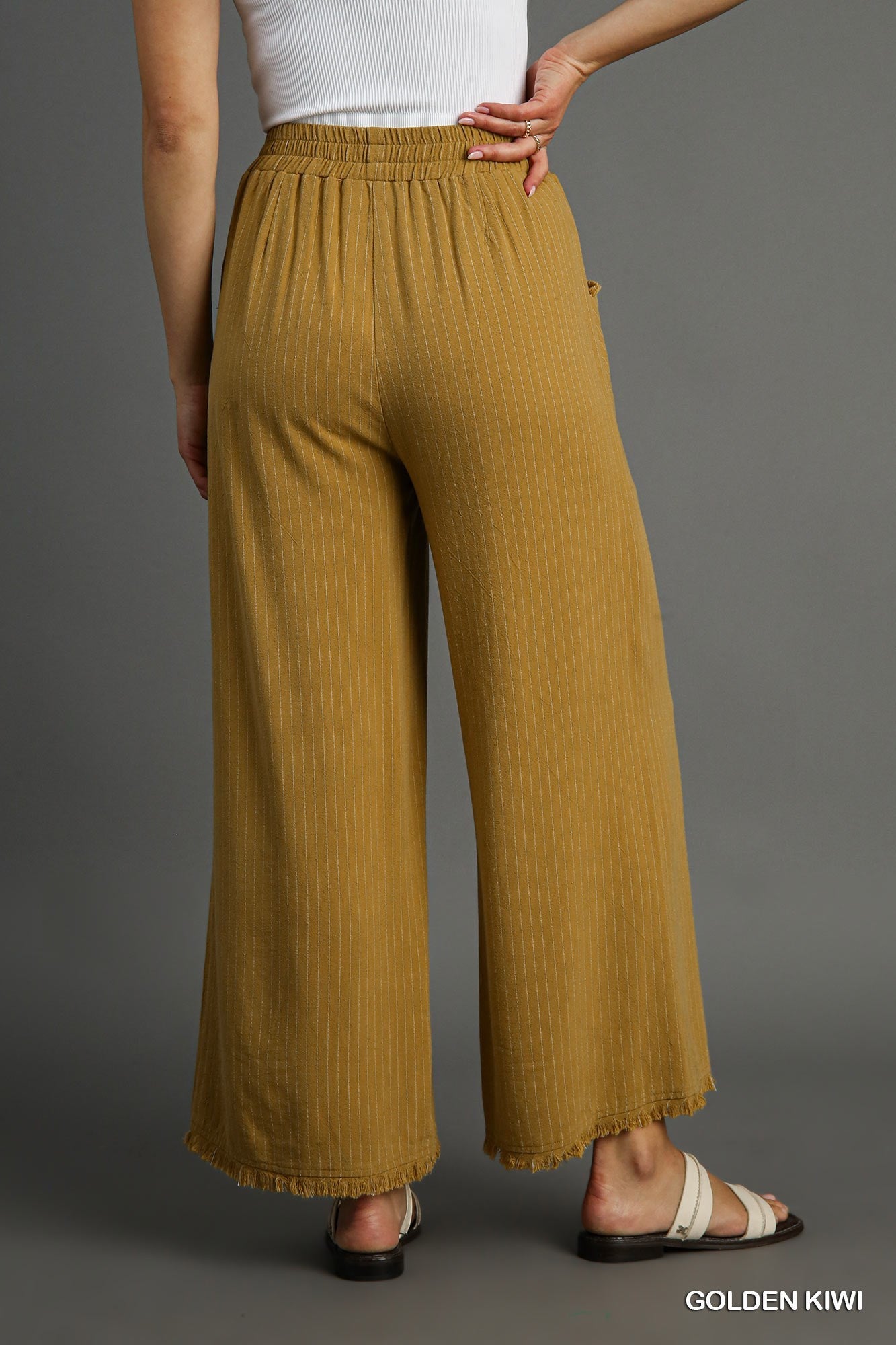 Golden Kiwi Striped Wide Leg Pants