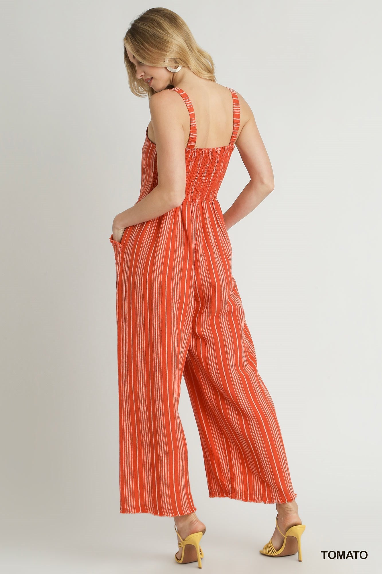 Tomato Red Stripped Jumpsuit