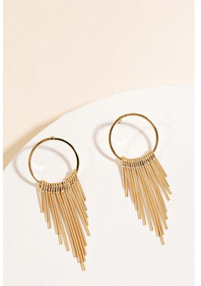 Dainty Fringe Hoop Stud Earrings