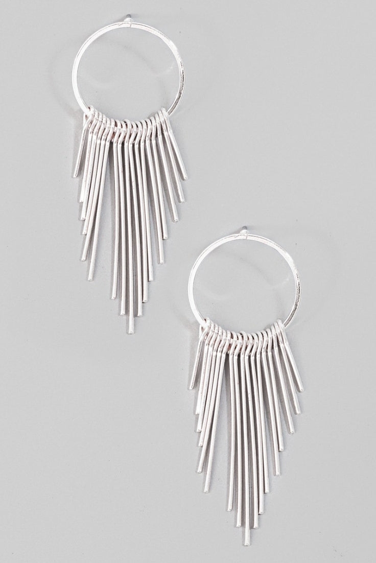 Dainty Fringe Hoop Stud Earrings