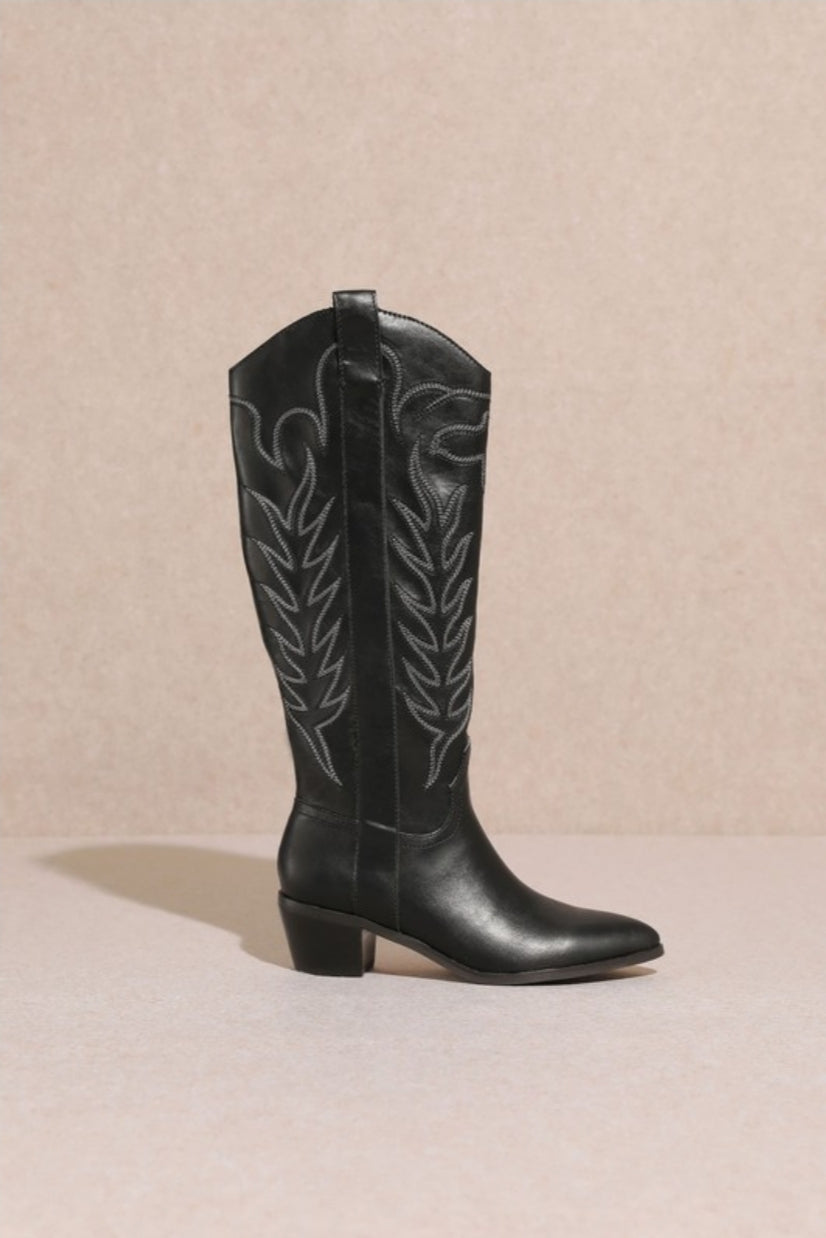 Black Samara Stitch Western Boots