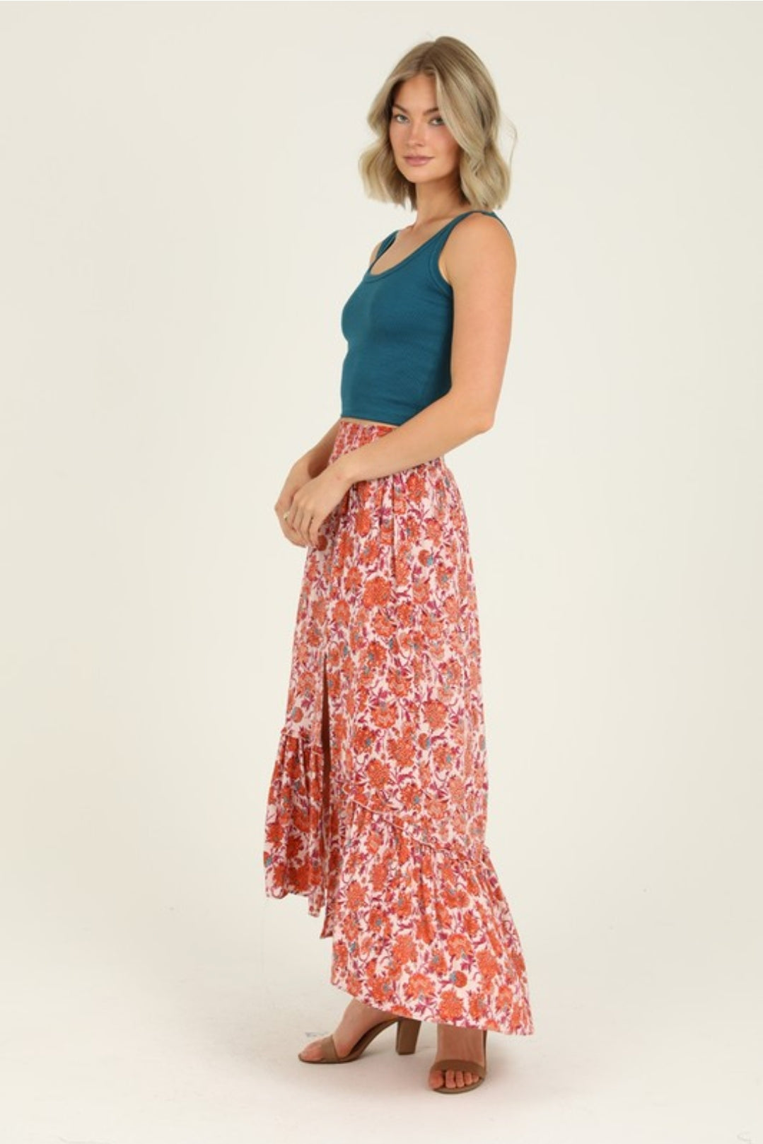 Orange Multi Maxi Skirt