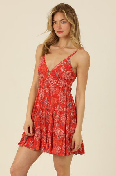 Scarlet Red Floral Sundress