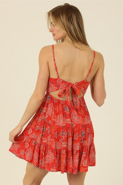 Scarlet Red Floral Sundress